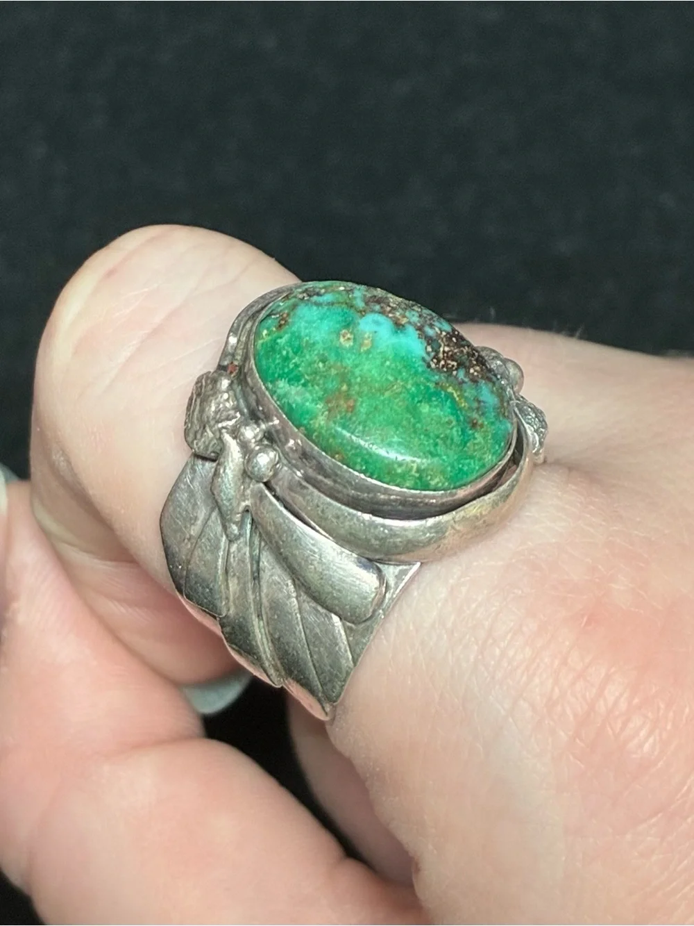 Vintage Les Baker Navajo Sterling Silver Turquoise Ring